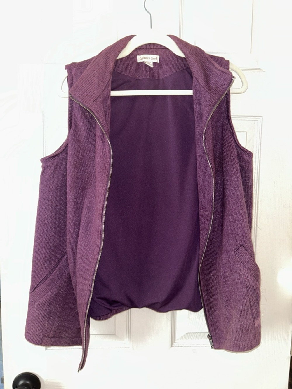 Coldwater Creek Plum Knit Hooded Vest